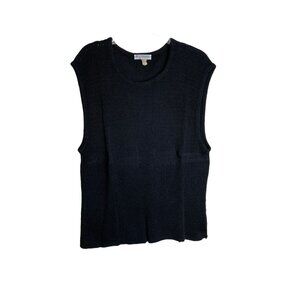 R. J. Studio Vintage Goth Officecore Black Cotton/Rayon Round Neck Tank Size XXL